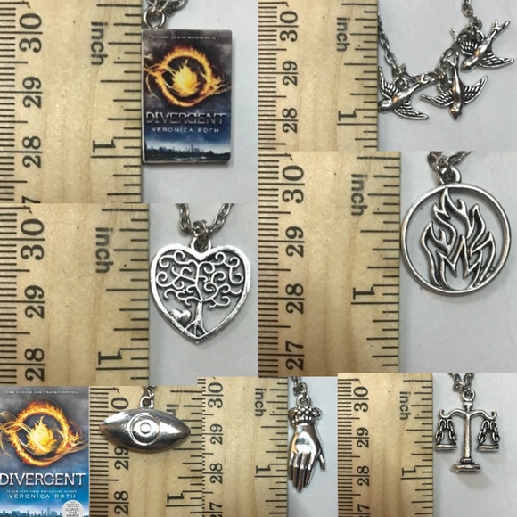 Divergent by Veronica Roth Handmade Literature Necklace, Book Cover, 3 Birds - Picture 14 of 16